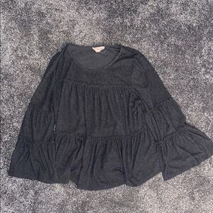 Love Riche Black Tiered 3/4 Sleeve Blouse